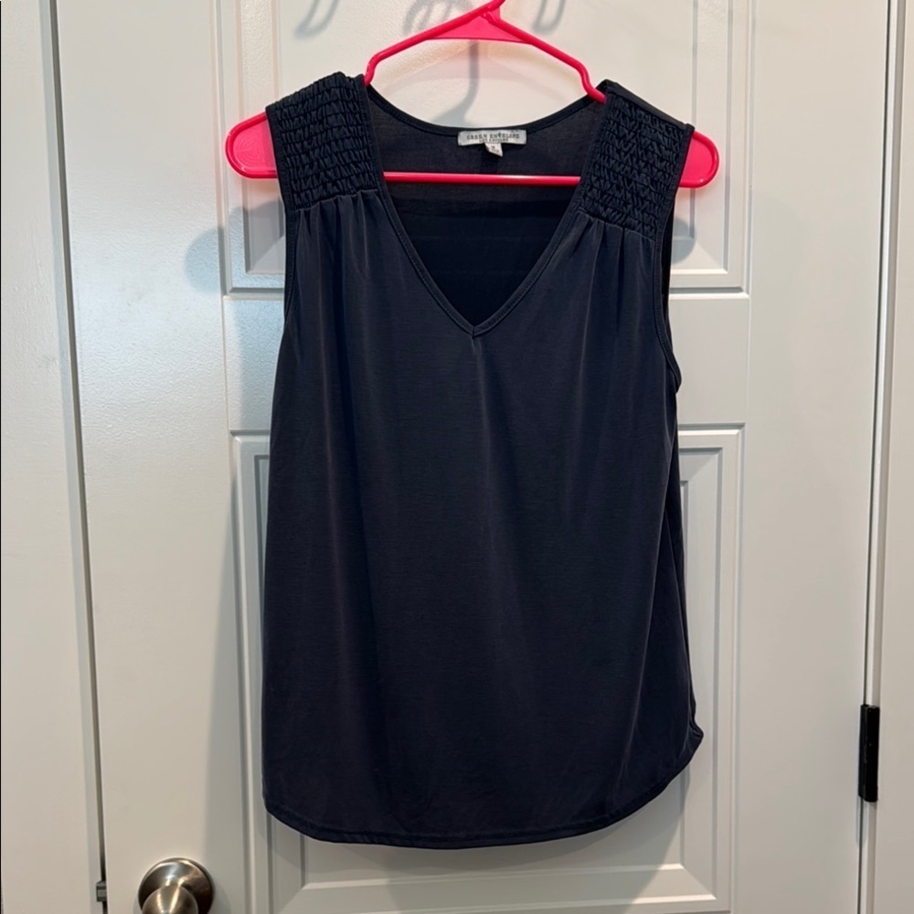Green Envelope Blue Smocked Sleeveless Tank Top
